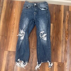 Distressed Blue Jeans